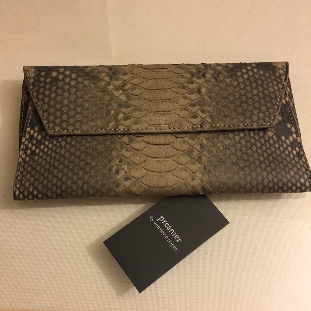 Presmer Python Skin Clutch